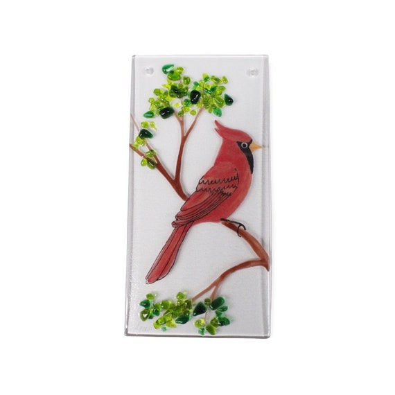 Cardinal Fused Glass Hanging