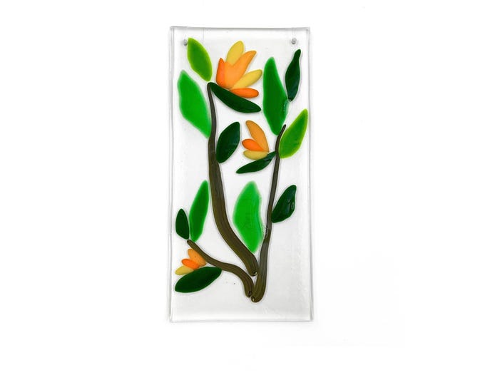 Fused Flower glass hanging 7.5” x 3.5”