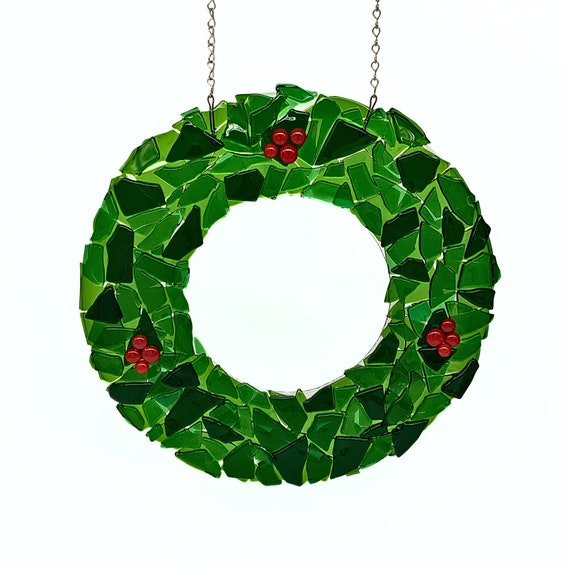 Fused glass Christmas wreath
