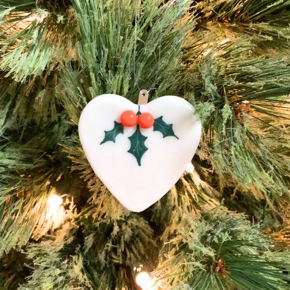 Glass Christmas heart ornament