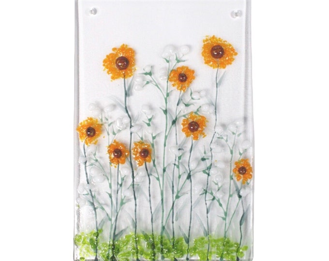 Large Wildflowers Fused Glass Hanging