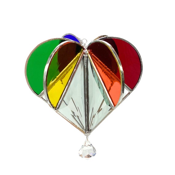 3D stained glass rainbow heart