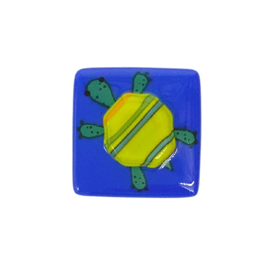 Turtle fused glass magnet