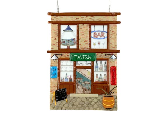 Tavern fused glass building