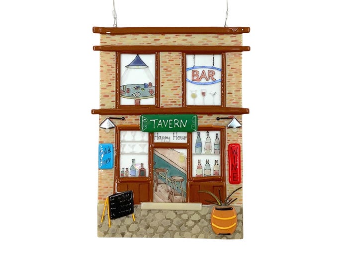 Tavern fused glass building