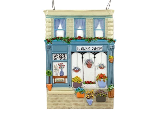 Flower shop fused glass building