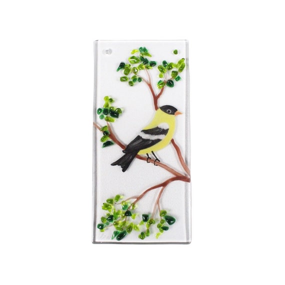 Golden Finch Fused Glass Hanging