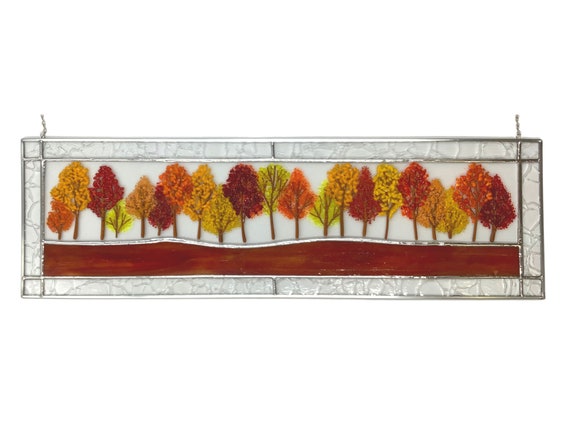 Fall fused glass panel