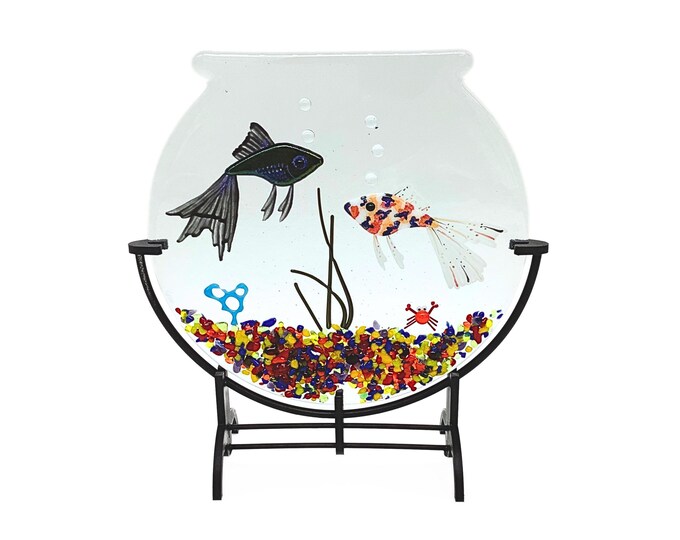Medium Calico and Black Fishbowl