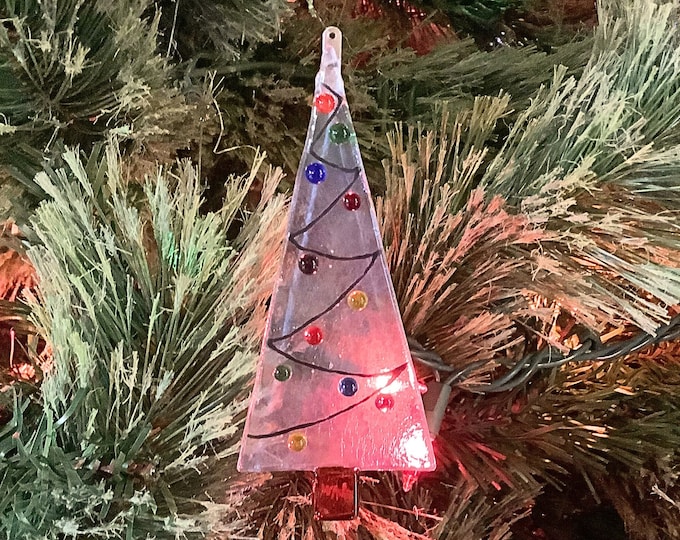 Fused glass Christmas tree ornament