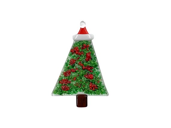 Christmas tree with Santa hat ornament
