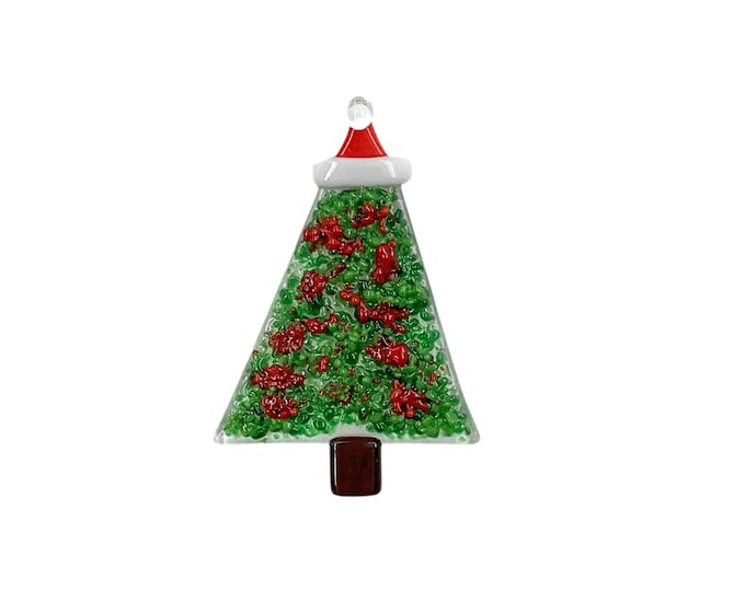 Christmas tree with Santa hat ornament