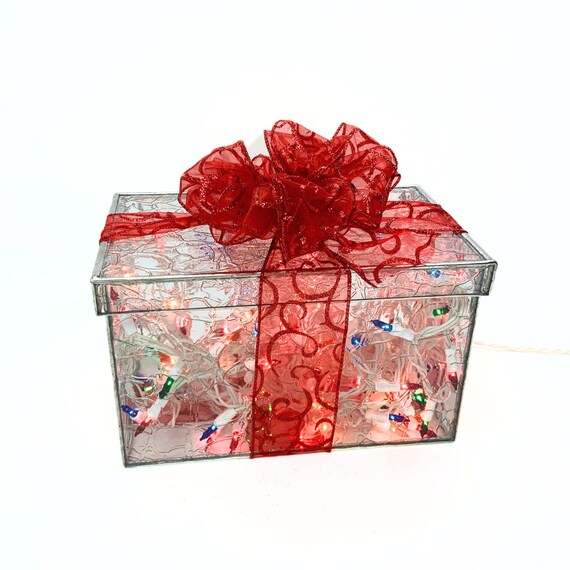 Stained glass Christmas box with lights