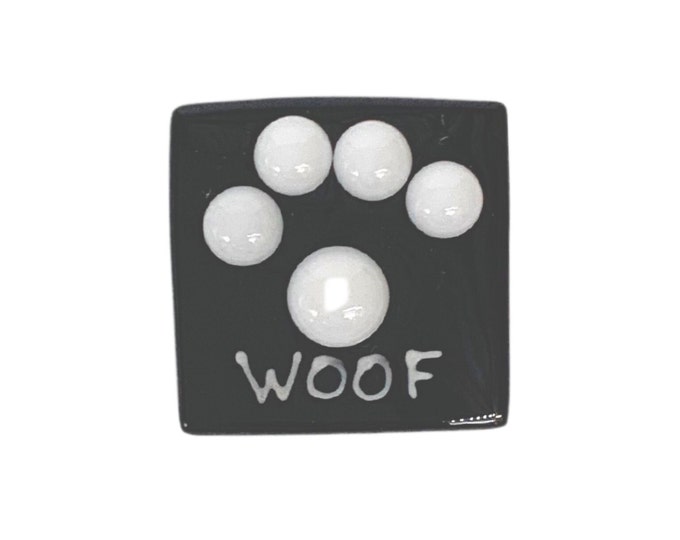 Woof fused glass magnet