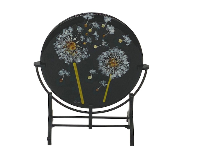 Dandelion flower fused glass stand up