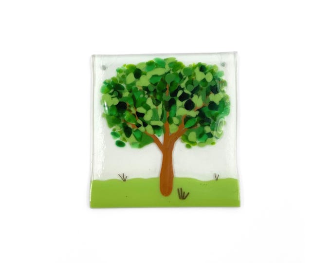 Tree fused glass hanging