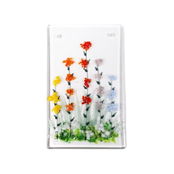 Small Wildflowers Fused Glass Hanging