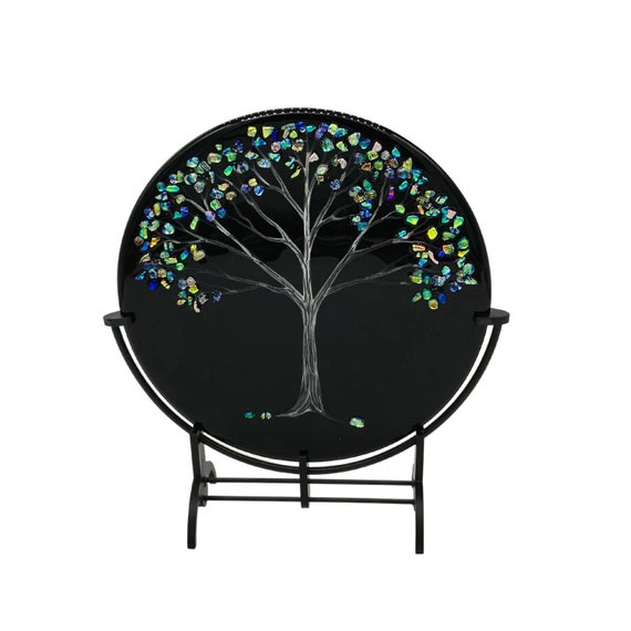 Tree stand up handmade with dichroic glass