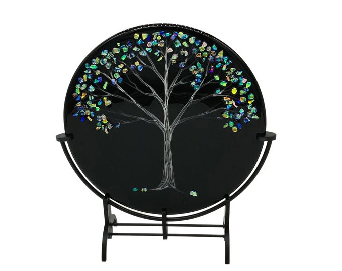 Tree stand up handmade with dichroic glass