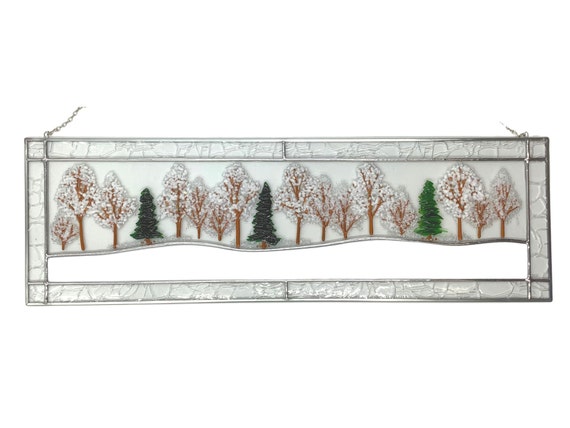 Winter tree fused glass panel