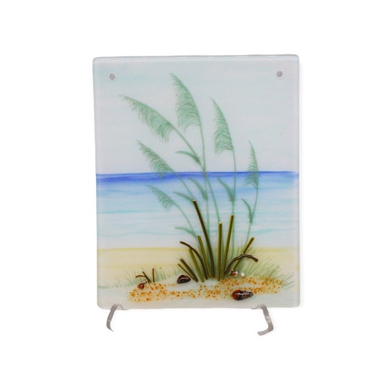 Large Fused Glasss Beach Scene