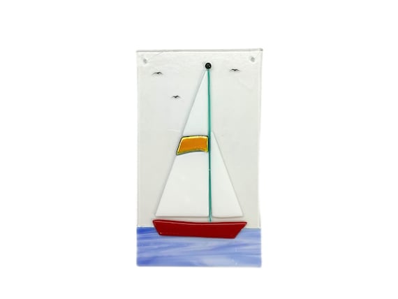 Sailboat fused glass hanging