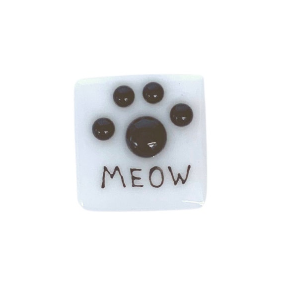 Meow fused glass magnet