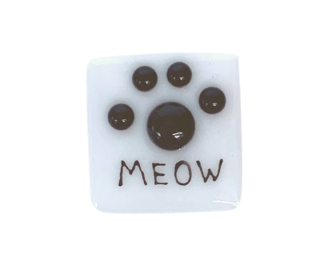 Meow fused glass magnet