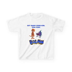 Get Away Fish NOWY FILM DOGMAN Koszulka dziecięca | Zabawna koszulka graficzna dla dzieci | Koszulka z cytatem z filmu Dogman | Kreskówka | Koszulka dziecięca unisex | Prezent dla dzieci