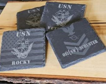 Customizable Military Slate Coasters