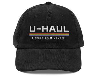 U-HAUL Retro Cord bestickte Cord Cap | Upull Lesben Hut, Vintage Truck Logo, lustiges Lesben Geschenk, queer Geschenk