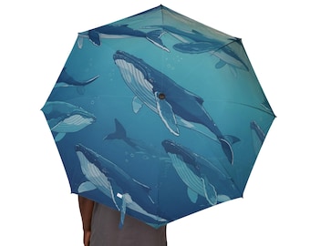 Whale Umbrella - Ocean Gift - Semi-Automatic Foldable Umbrella