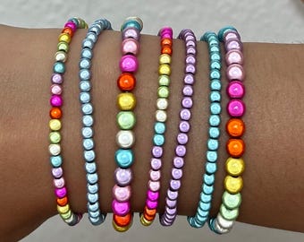 1 St. Armband 4-6mm Miracle Beads Miracle Pearl Magic 3D Illumination Acryl Y2K Handgefertigt hellblau türkis Neon Regenbogen Flieder