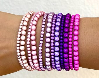 Miracle Beads Armband 4–6 mm – Magic Pearl Perlenarmband, Y2K Schmuck, Geschenk, individuelle handgefertigt Regenbogen 3D Perlen