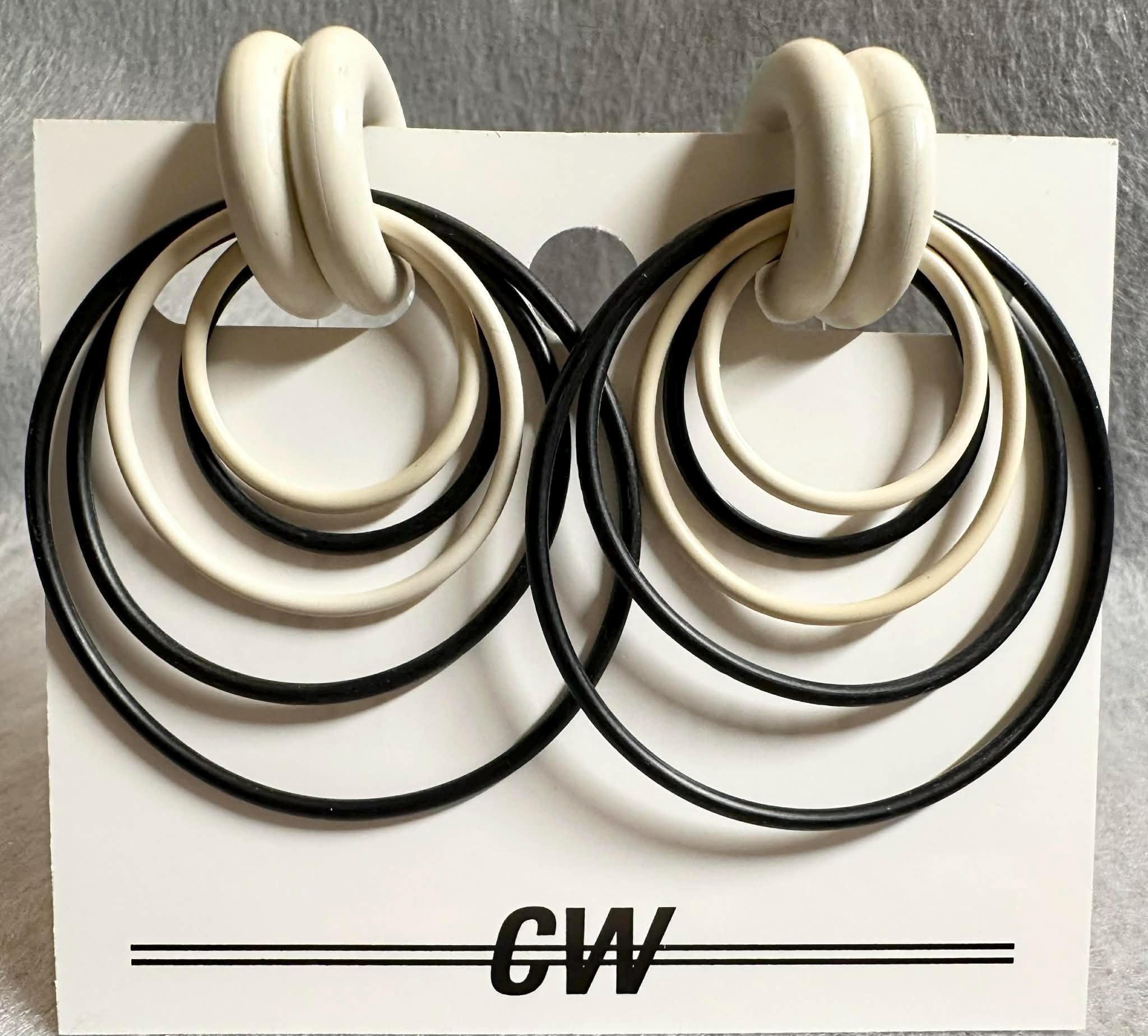 Pierceless Large White Black Rubber Earrings Pr - Etsy