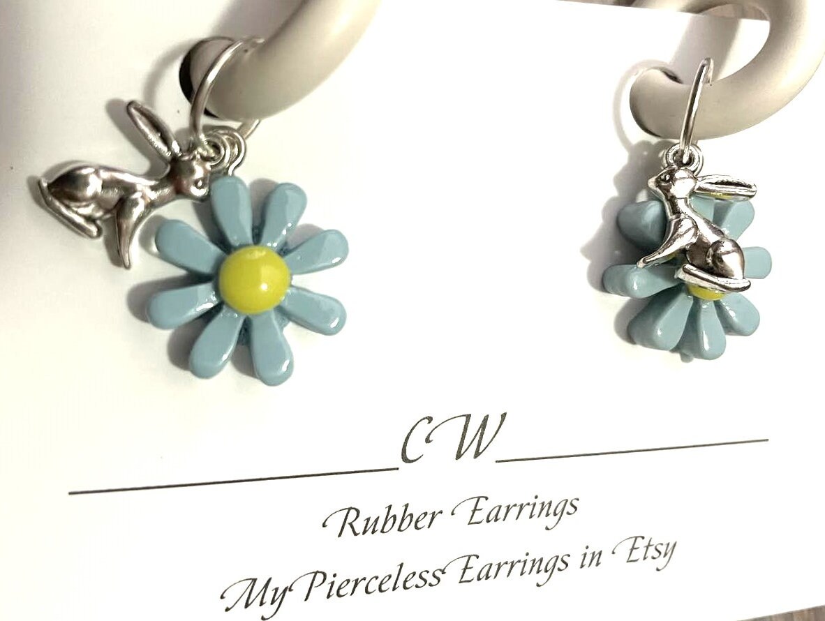 Easter Bunny in Daisy Pierceless Earrings pr