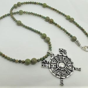 Viking Odin Warrier Pendant on Truquoise Necklace