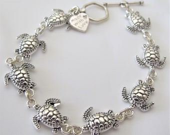 Sea Turtles in Silver Bracelet