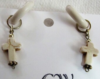 Cross in Cream, Black or Turquoise NON-Pierced pr