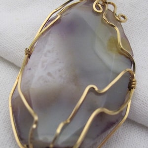 Wire Wrapped Agate Pendent w chain