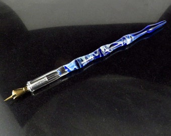 Uranium UV reactive handformed glass dip pen for calligraphy /& drawing pen unique gifts collectable glass fountain pen science gift
