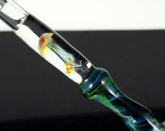 Uranium UV reactive handformed glass dip pen for calligraphy /& drawing pen unique gifts collectable glass fountain pen science gift