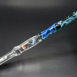 Caneta de imersão de vidro de água-viva em brilho prateado verde-azulado - presentes exclusivos para ele - caligrafia de vidro e caneta-tinteiro de desenho - presentes do mar
