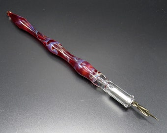 Glass dip pen in dark ruby red - glass fountain pen - glass fountain pen for drawing & calligraphy pens - gift calligraphy set option