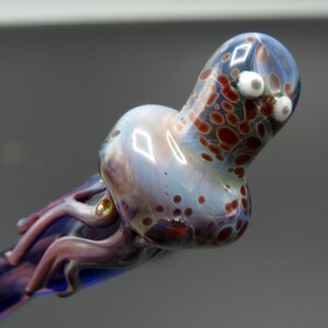 Octopus glazen dippen in helderblauwe zilverglans - glazen vulpen - glaskalligrafie en tekenvulpen - zeecadeaus