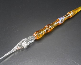 Glass nib dip pen in golden yellow - glass dip pen - glass calligraphy pen - glass fountain pen - glass pen - Venetian pen - artists gift