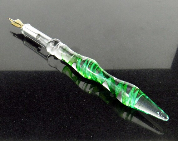 Uranium UV reactive handformed glass dip pen for calligraphy /& drawing pen unique gifts collectable glass fountain pen science gift