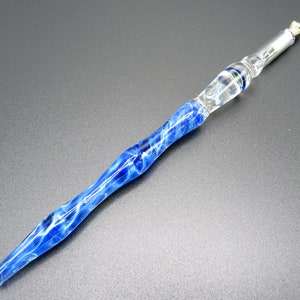 Jellyfish glass dip pen in sapphire blue silver luster unique gifts for him glass calligraphy & drawing fountain pen sea gifts image 6