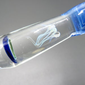 Jellyfish glass dip pen in sapphire blue silver luster unique gifts for him glass calligraphy & drawing fountain pen sea gifts image 1