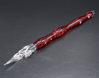 Glass dip pen in ruby red spiral - calligraphy pen with glass nib - Italian Venetain style glass fountain pen - writers gifts glass pen